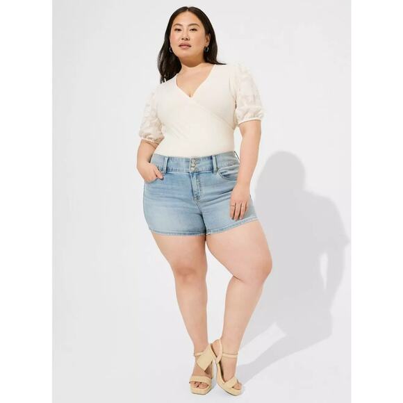 Torrid NEW Super Soft Top Womens 2X Fitted Ribbed V-Neck Novelty Sleeve Surplice - Picture 8 of 10